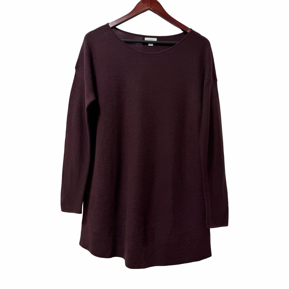 J Jill Womens Extra Fine Merino Wool Tunic Sweater Size S Purple Everyday Casual